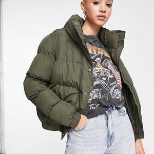 Khaki green puffer jacket